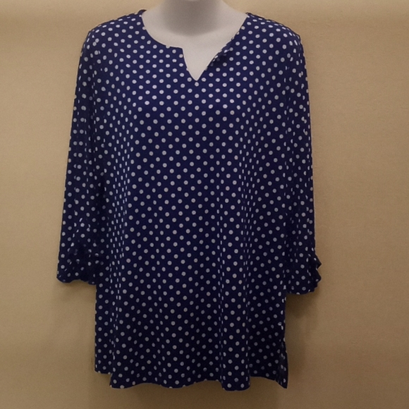 Susan Graver Polka Dot  Blouse - Picture 3 of 12